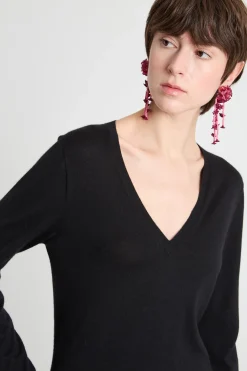 Maglia con scollo a V - Nero
