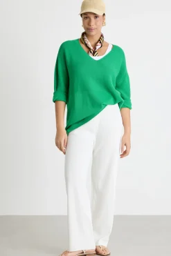 Maglia con scollo a V - Verde