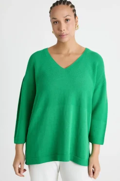 Maglia con scollo a V - Verde