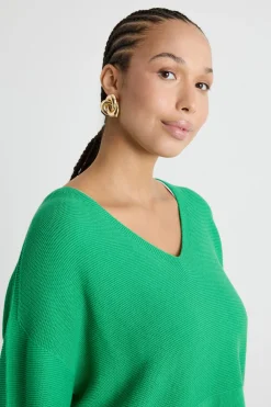 Maglia con scollo a V - Verde