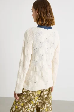 Maglia con scollo smerlato - Avorio