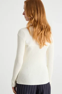 Maglia con scollo squadrato - Avorio