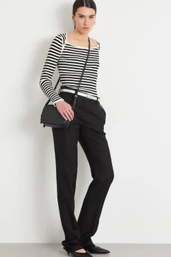 Maglia con scollo squadrato - Bianco Nero
