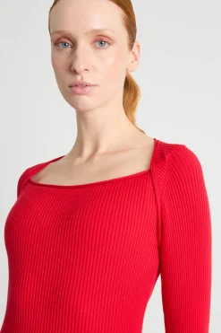 Maglia con scollo squadrato - Rosso