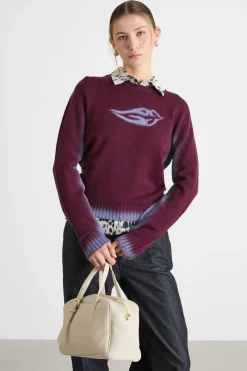 Maglia con stampa - Bordeaux Lilla