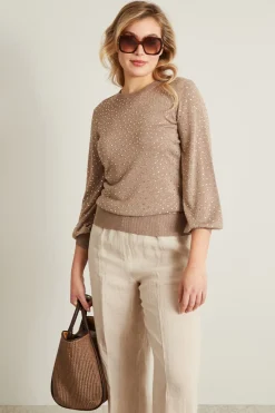 Maglia con strass - Beige
