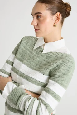 Maglia con strass - Verde Bianco