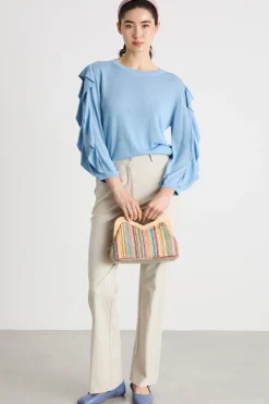 Maglia con volant - Azzurro