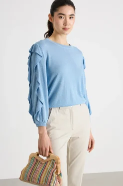 Maglia con volant - Azzurro