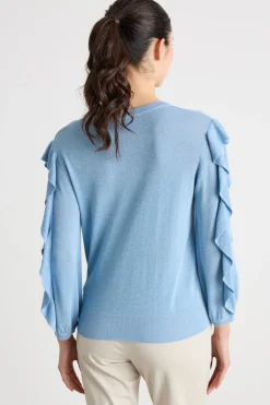 Maglia con volant - Azzurro