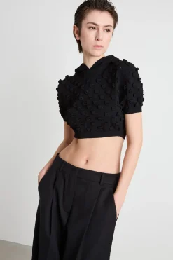 Maglia crop aderente - Nero