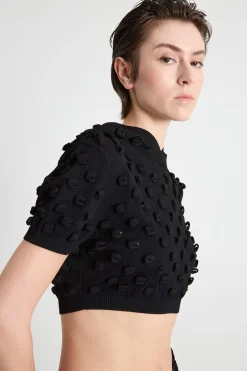 Maglia crop aderente - Nero