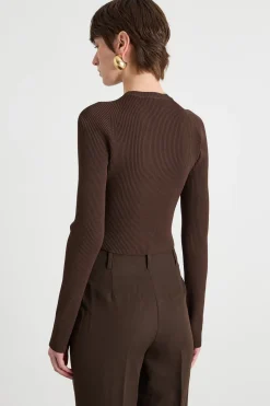 Maglia crop con cut-out - Marrone