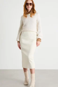 Maglia crop con maniche voluminose - Bianco