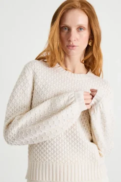 Maglia crop con maniche voluminose - Bianco