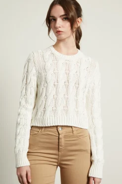 Maglia cropped a trecce - Bianco