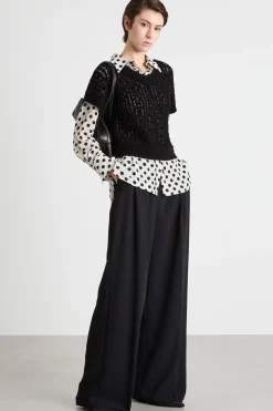 Maglia crop traforata - Nero