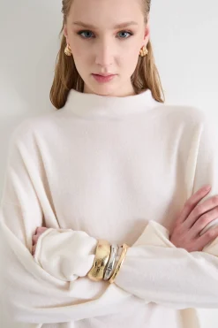 Maglia dolcevita ampia - Bianco