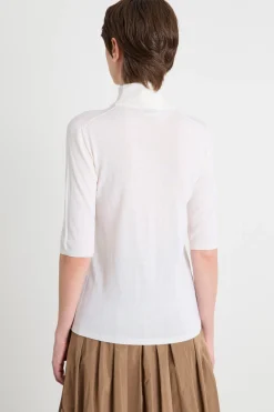 Maglia dolcevita con maniche tre quarti - Bianco