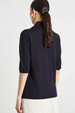 Maglia dolcevita con maniche tre quarti - Blu Notte