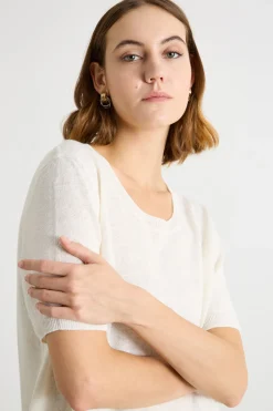 Maglia dritta a punto rasato - Bianco