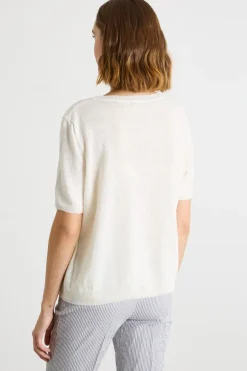 Maglia dritta a punto rasato - Bianco