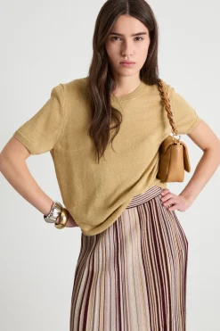 Maglia dritta a punto rasato - Cammello