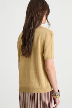 Maglia dritta a punto rasato - Cammello