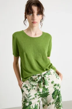 Maglia dritta a punto rasato - Verde