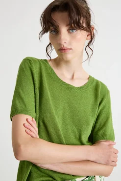 Maglia dritta a punto rasato - Verde