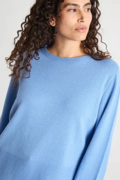 Maglia dritta con scollo tondo - Azzurro