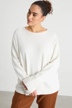 Maglia dritta con scollo tondo - Bianco