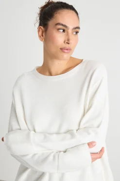 Maglia dritta con scollo tondo - Bianco