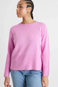 Maglia dritta con scollo tondo - Rosa