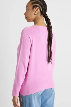 Maglia dritta con scollo tondo - Rosa