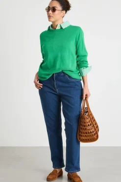 Maglia dritta con scollo tondo - Verde