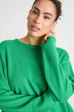 Maglia dritta con scollo tondo - Verde