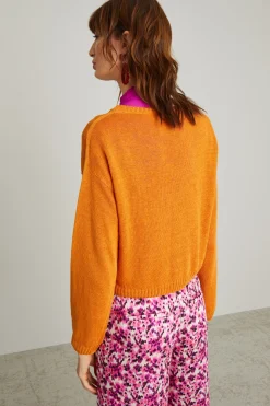 Maglia dritta in lino - Arancione