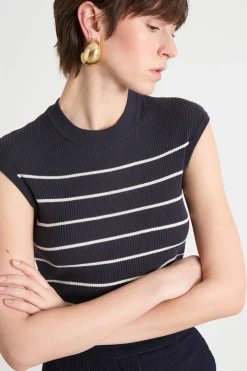 Maglia girocollo aderente senza maniche - Blu