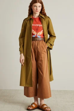 Maglia girocollo con intarsio - Arancione