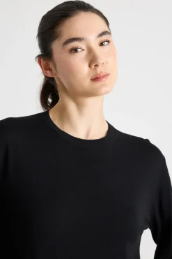 Maglia girocollo con maniche a spalla scesa - Nero