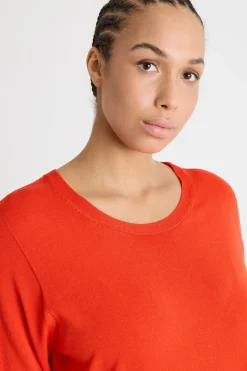 Maglia girocollo con maniche corte - Arancione