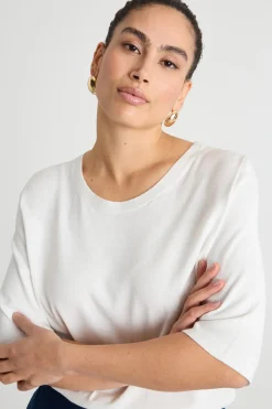 Maglia girocollo con maniche corte - Bianco