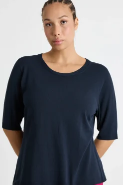 Maglia girocollo con maniche corte - Blu