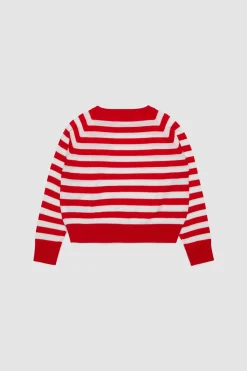 Maglia girocollo con ricamo BAMBINI - Bianco Rosso