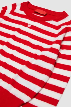 Maglia girocollo con ricamo BAMBINI - Bianco Rosso