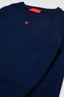Maglia girocollo con ricamo BAMBINI - Blu