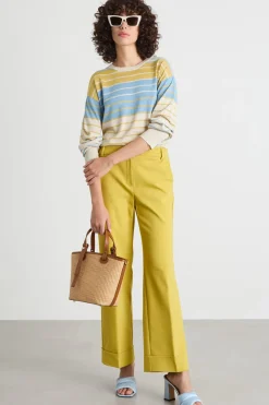 Maglia girocollo dritta - Giallo Beige Azzurro