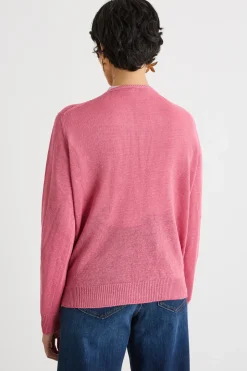 Maglia girocollo in filato rasato - Rosa