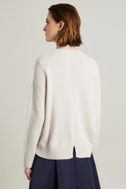 Maglia girocollo in lana - Ecru